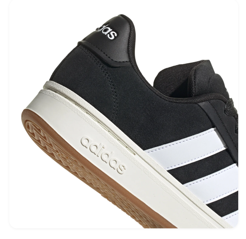 Adidas Grand Court Alpha 'Core Black & Cloud White' All-Black Suede, White 3-Stripes, adidas Heel Branding, Chalk White Chunky Midsole & Gum Outsole Premium Retro Court Lifestyle Sneakers
