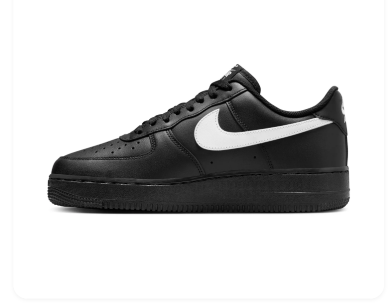 Nike Air Force 1 Low '07 'Black & White' All-Black Leather & White Swoosh Panda Classic AF1 Sneakers