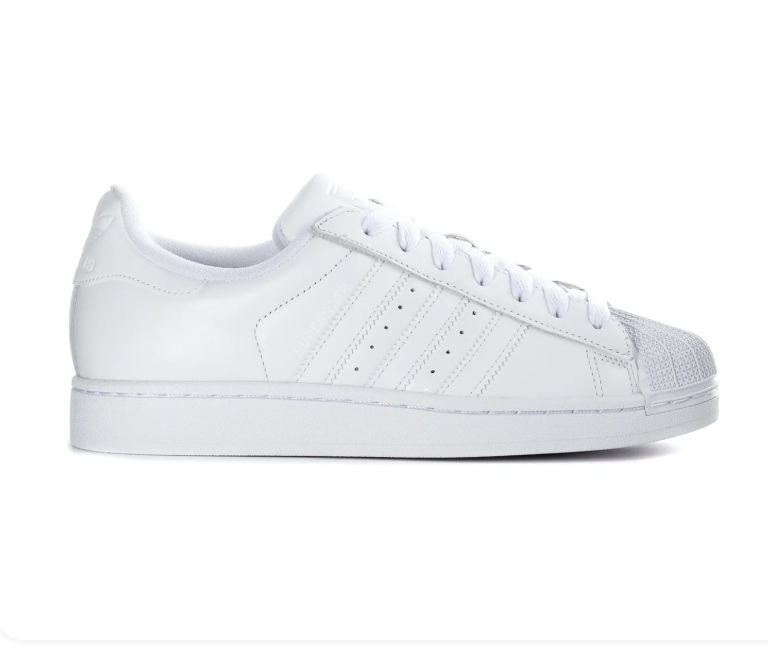 Adidas Superstar 'Triple White' All-White Leather Upper, Tonal White 3-Stripes, White Shell Toe, White Flat Laces, White Cupsole Midsole & White Rubber Outsole Purist Tonal All-White Retro Basketball Lifestyle Sneakers