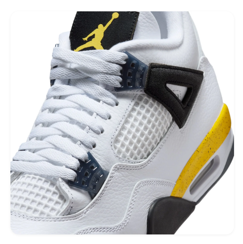 Air Jordan 4 Retro 'Yellow Thunder' White Black & Yellow Sneakers