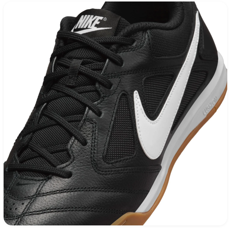 Nike Tiempo Legend 10 Academy IC 'Black & White' All-Black Leather, White Swoosh & Gum Flat Indoor Court Football Soccer Shoes