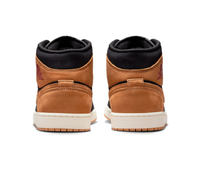 Air Jordan 1 Mid 'Wheat' Black & Tan Brown Sneakers
