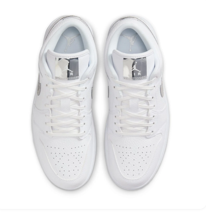 Air Jordan 1 Low 'White' Cutout Swoosh All White Sneakers