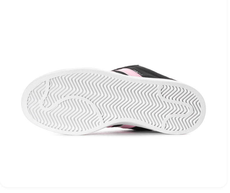 Adidas Campus 00s 'Core Black & Clear Pink' Black Suede, Pink 3-Stripes, Oval Trefoil Badge, CAMPUS Lettering, Black Heel Tab & White Cupsole Retro Y2K Lifestyle Sneakers