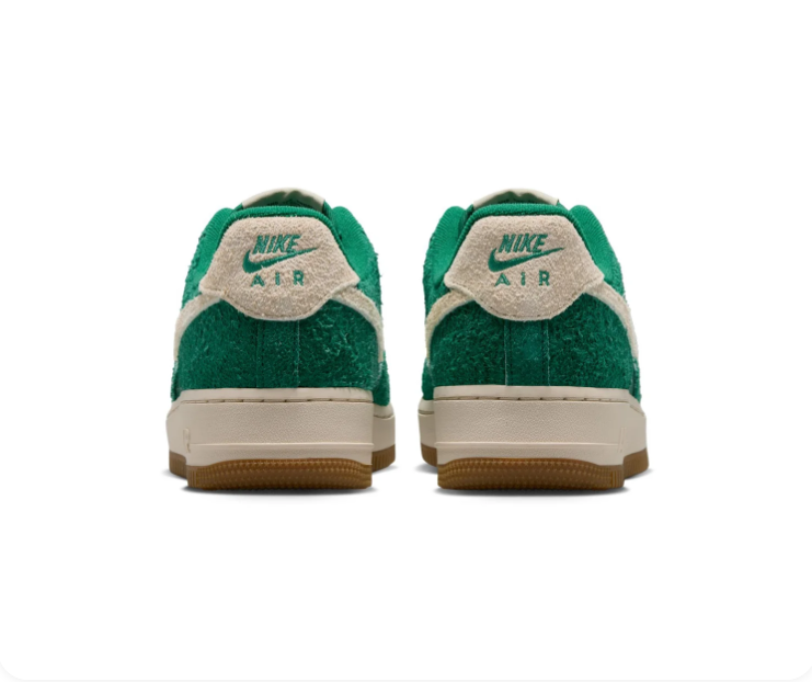 Nike Air Force 1 Low '07 LV8 'Malachite & Sail' Cracked Green Suede, Sail Swoosh, University Gold Laces & Gum Outsole Vintage AF1 Sneakers