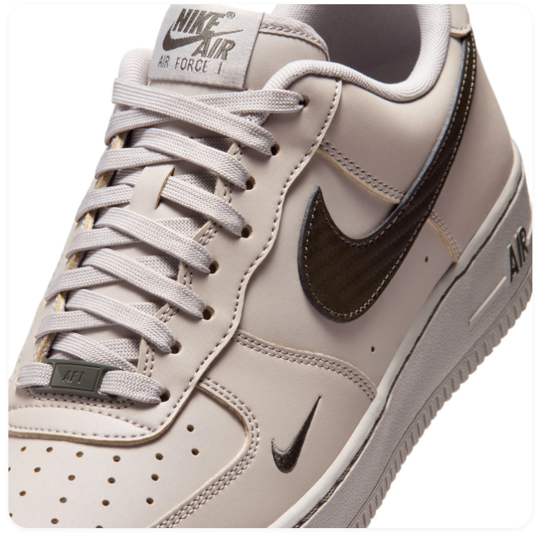 Nike Air Force 1 Low '07 'Moon Fossil & Baroque Brown' Light Stone Leather, Baroque Brown Swoosh & Tonal Earth-Tone AF1 Sneakers