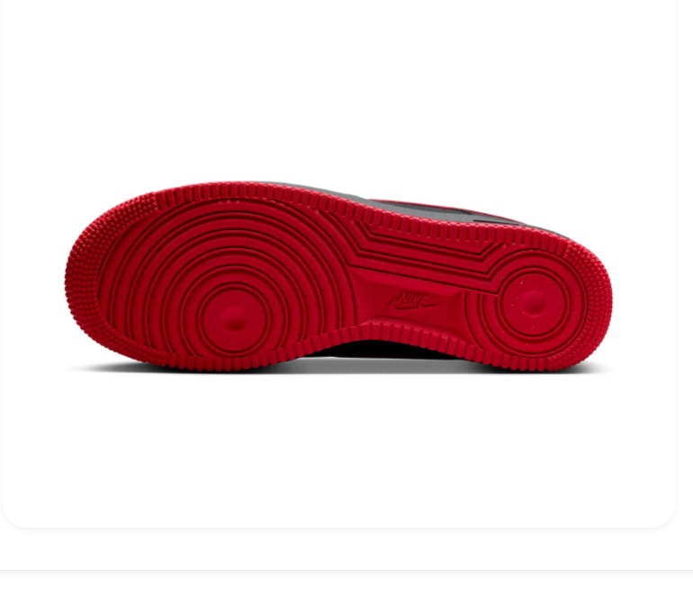 Nike Air Force 1 Low '07 'Black & University Red' Bred All-Black Leather, Red Swoosh, Red Collar Lining, AF1 Metal Dubraes & Full Red Outsole Bold Streetwear Sneakers