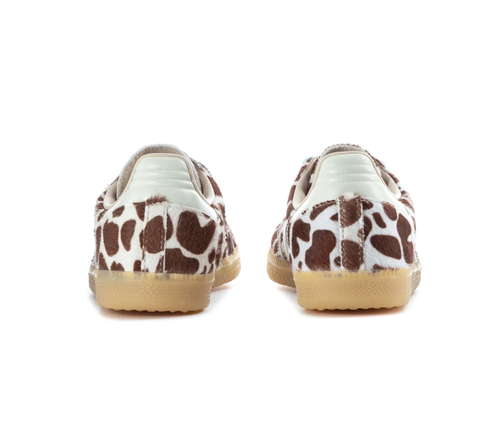 Adidas Handball Spezial 'Giraffe' Brown & Cream Giraffe Print Pony Hair Upper, White 3-Stripes, Turquoise Round Laces, Silver Heel Counter & Gum Rubber Outsole Wild Animal Print Heritage Handball Lifestyle Sneakers