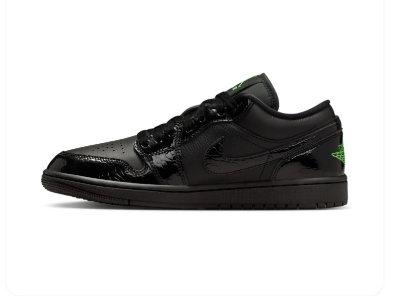 Air Jordan 1 Low 'Black Green' All Black Sneakers