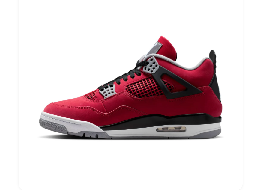 Air Jordan 4 Retro 'Toro Bravo' Fire Red Black & Grey Sneakers