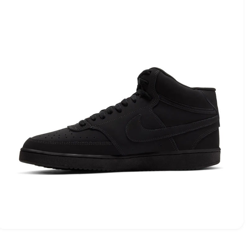 Nike Court Vision Mid 'Triple Black' All-Black Mid-Top Basketball Sneakers