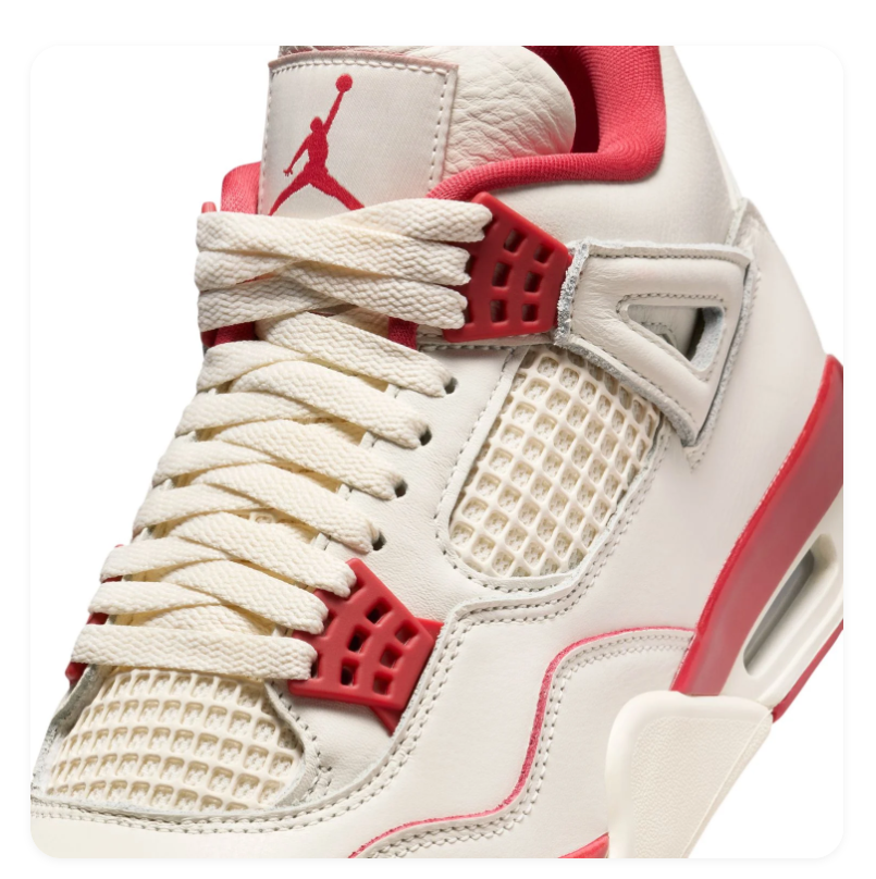 Air Jordan 4 Retro 'Red Cement' Sail White & Gym Red Sneakers (WMNS)