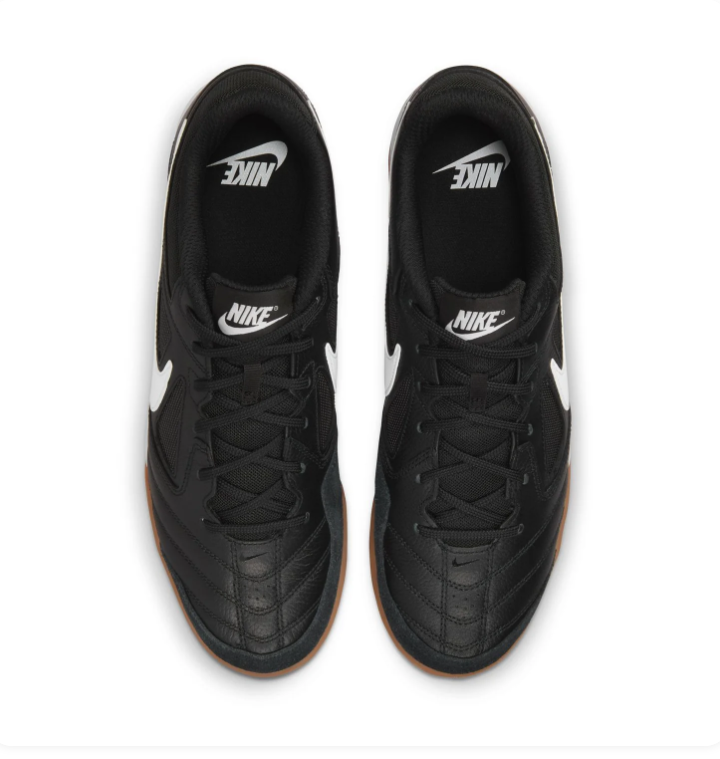 Nike Tiempo Legend 10 Academy IC 'Black & White' All-Black Leather, White Swoosh & Gum Flat Indoor Court Football Soccer Shoes