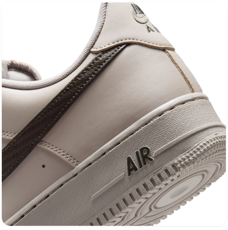 Nike Air Force 1 Low '07 'Moon Fossil & Baroque Brown' Light Stone Leather, Baroque Brown Swoosh & Tonal Earth-Tone AF1 Sneakers