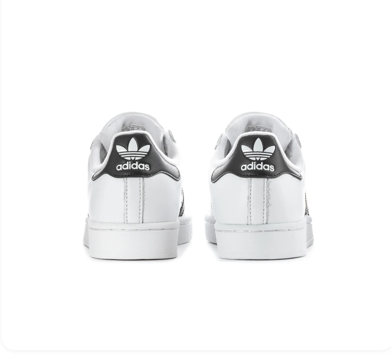 Adidas Superstar 'Cloud White & Core Black' White Leather, Black 3-Stripes, Iconic Shell Toe, SUPERSTAR Embroidery, Square Trefoil Tongue Label & White Rubber Outsole Legendary Retro Basketball Lifestyle Sneakers