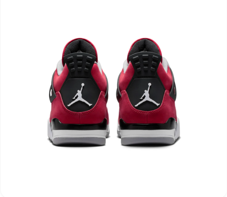 Air Jordan 4 Retro 'Toro Bravo' Fire Red Black & Grey Sneakers