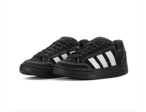 Adidas Courtic 'Core Black & Cloud White' All-Black Suede, White 3-Stripes, Contrast White Stitching Throughout & Full Black Cupsole Modern Court Lifestyle Sneakers