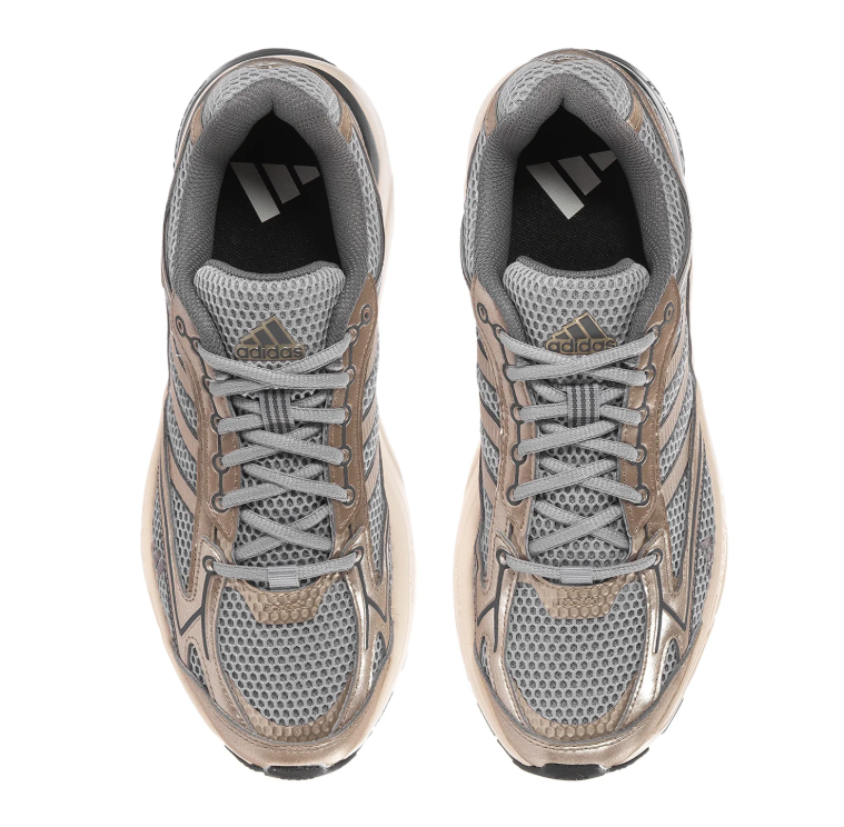 Adidas Response CL 'Grey & Rose Gold' Silver Grey Mesh Upper, Rose Gold Metallic Overlays & Heel Panel, Grey 3-Stripes, Grey Round Laces, Cream White Chunky Midsole & Black Rubber Outsole Y2K Vintage Running Lifestyle Sneakers