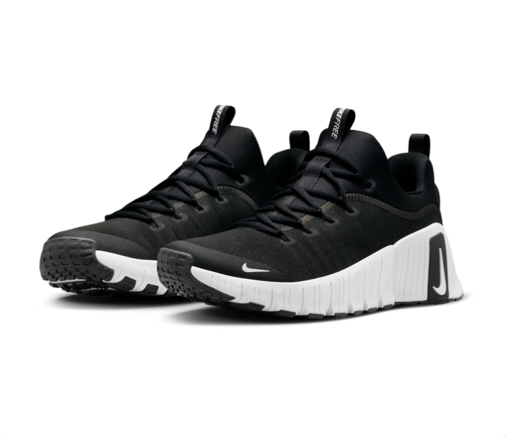 Nike Free Metcon 6 'Black & White' All-Black Mesh, White Swoosh & Bold N-Logo Training Shoe with Stable Lifting Platform